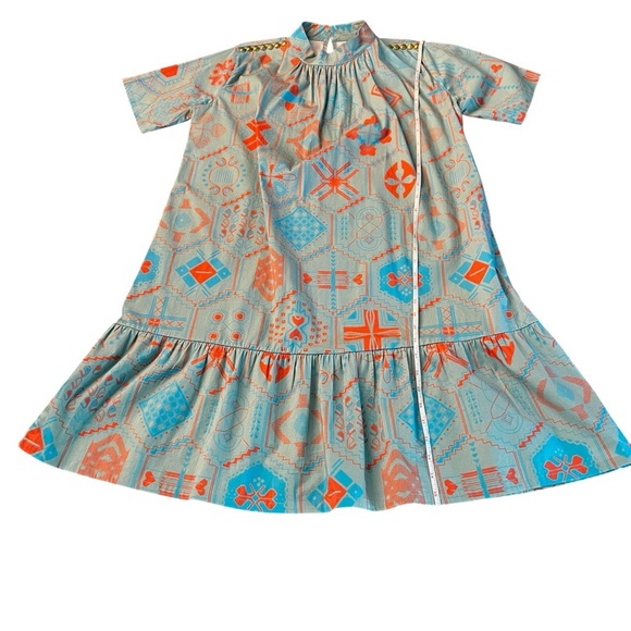 Sheridan French Patterned Gray and Orange Red Women's Casual Dress Size XS - Picture 10 of 13